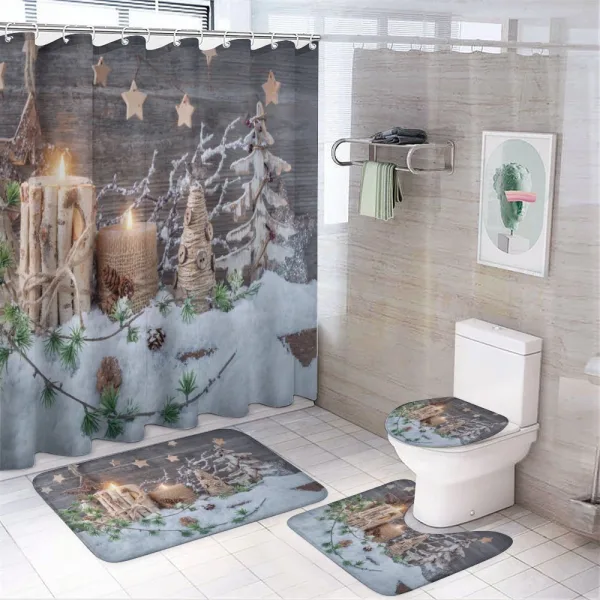 Candles with Lanterns on a shower curtain