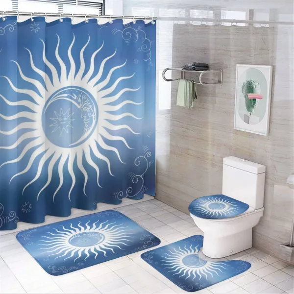 Crescent Moon Curlicues on a shower curtain