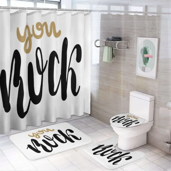 Cursive Inspirational Art on a shower curtain