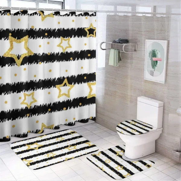 Dots Stripes Celebration on a shower curtain