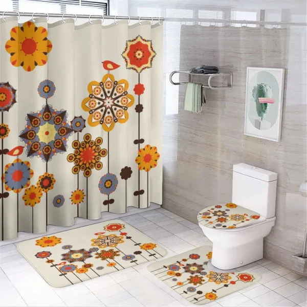 Eastern Floral Design on a shower curtain