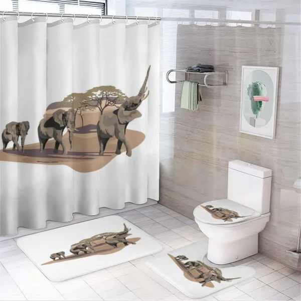 Elephants on Savannah on a shower curtain