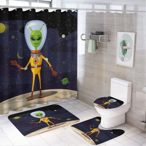Funny Creature in a Spacesuit on a shower curtain