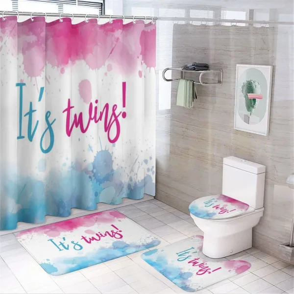 Girl Boy Twins Paint on a shower curtain