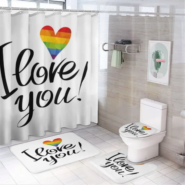 Heart Gay Couples Love on a shower curtain