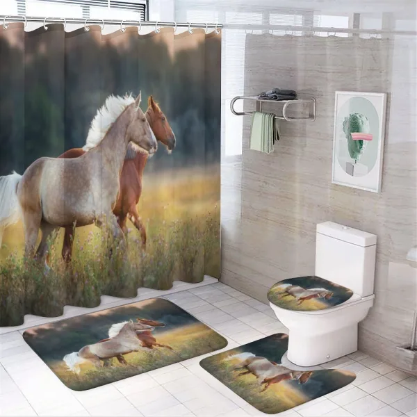 Horses Run on a shower curtain