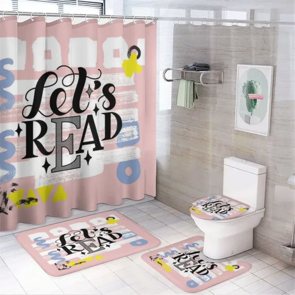 Lets Read Phrase Pastel on a shower curtain