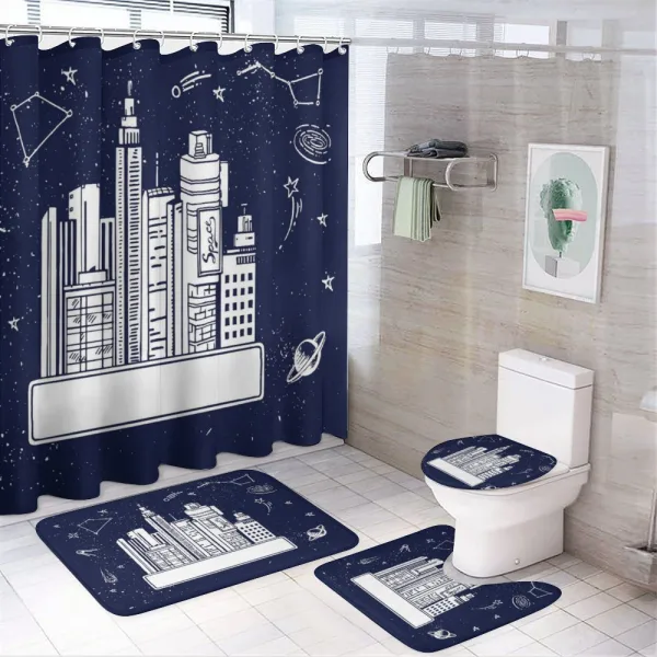Megacity in Space Doodle on a shower curtain