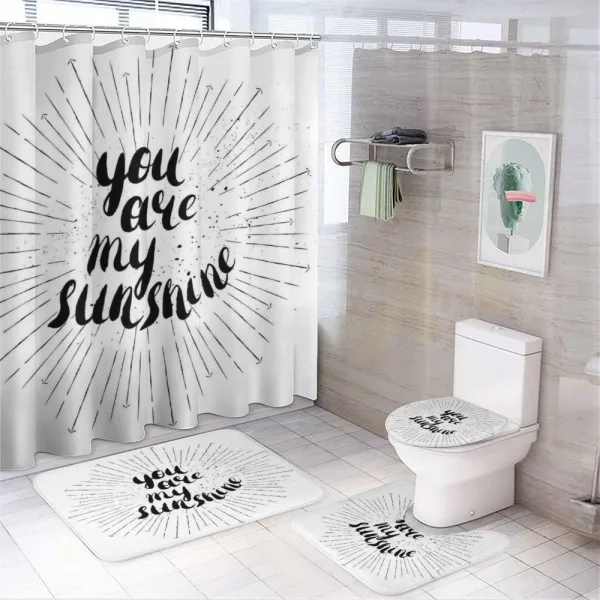 Monochrome Love Slogan on a shower curtain