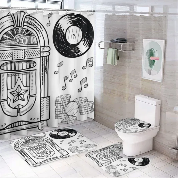 Music Box Notes Coins on a shower curtain