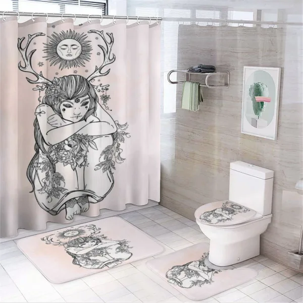 Occult Girl Under Sun on a shower curtain