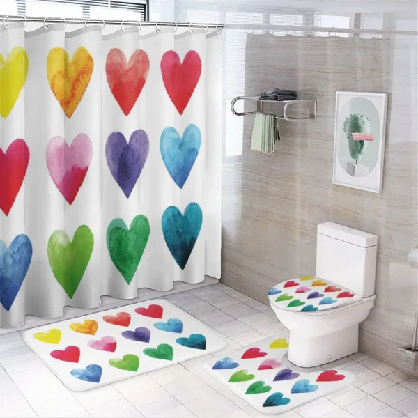 Rainbow Colors Hearts on a shower curtain