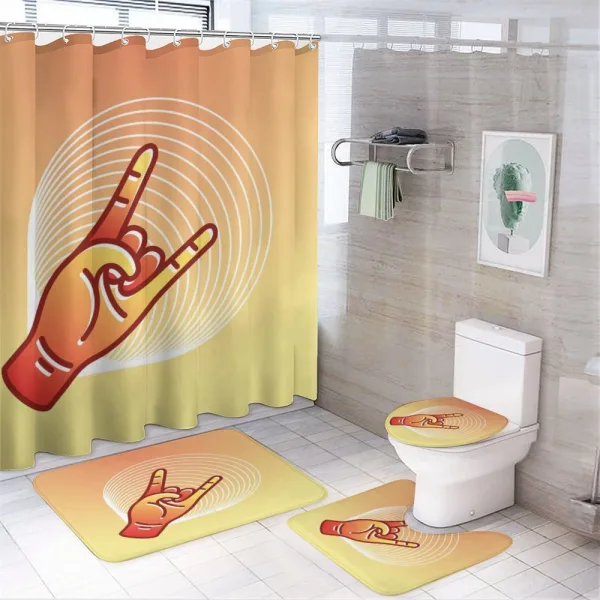 Sign of the Horns Graphic on a shower curtain