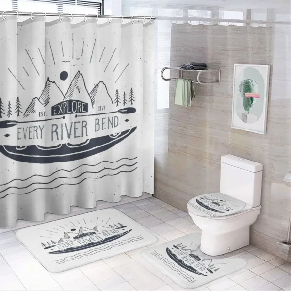Sketch Style Mountains on a shower curtain