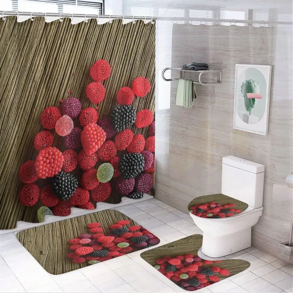 Sweet Jellybeans on Wood on a shower curtain