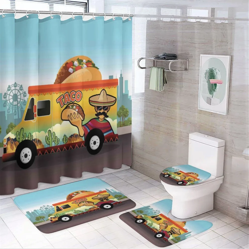 Taco Truck on Road in City — Your design
