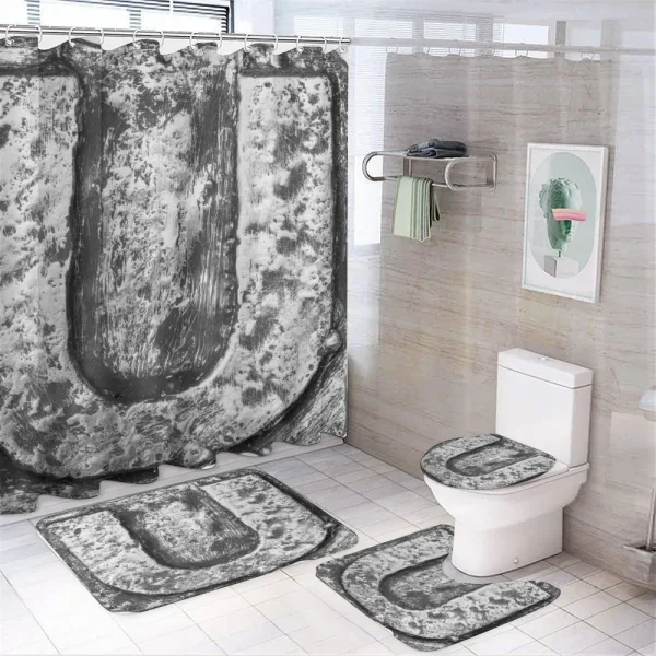 Uppercase U Grey Tones on a shower curtain