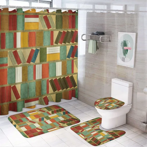Vintage Library Painting on a shower curtain