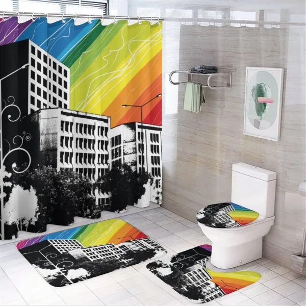 Black White Cityscape on a shower curtain