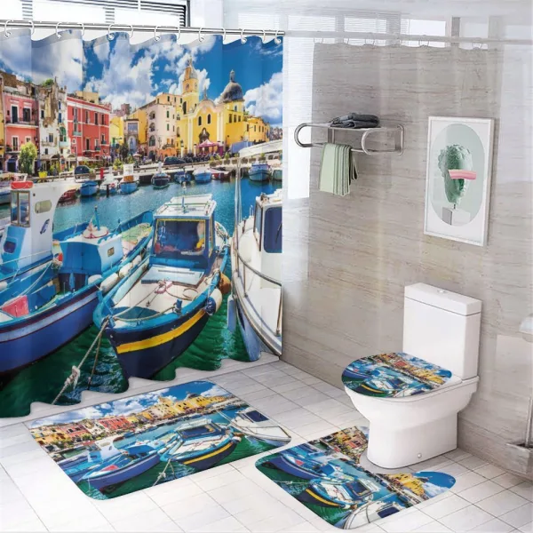 Colorful Procida Island on a shower curtain