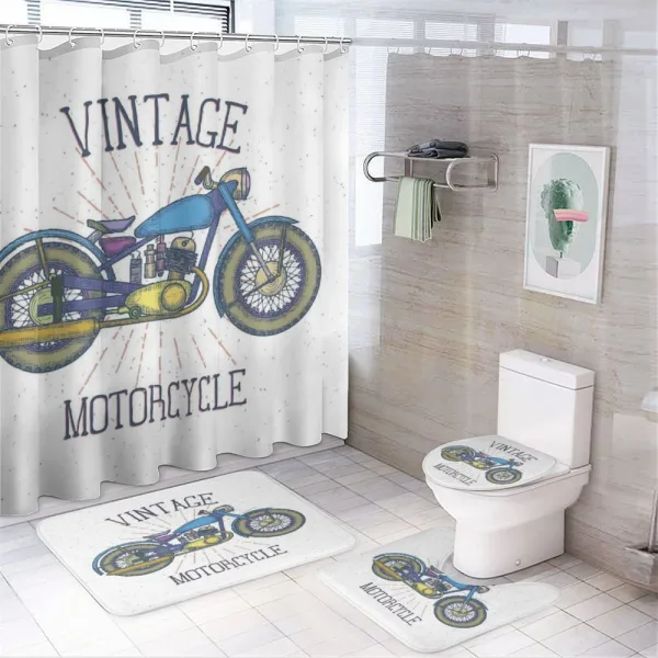 Colorful Retro Bike on a shower curtain