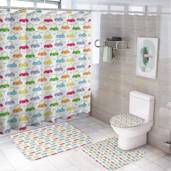 Colorful Rides Boyhood on a shower curtain
