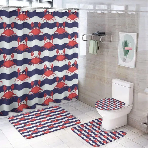 Crabs on Striped on a shower curtain