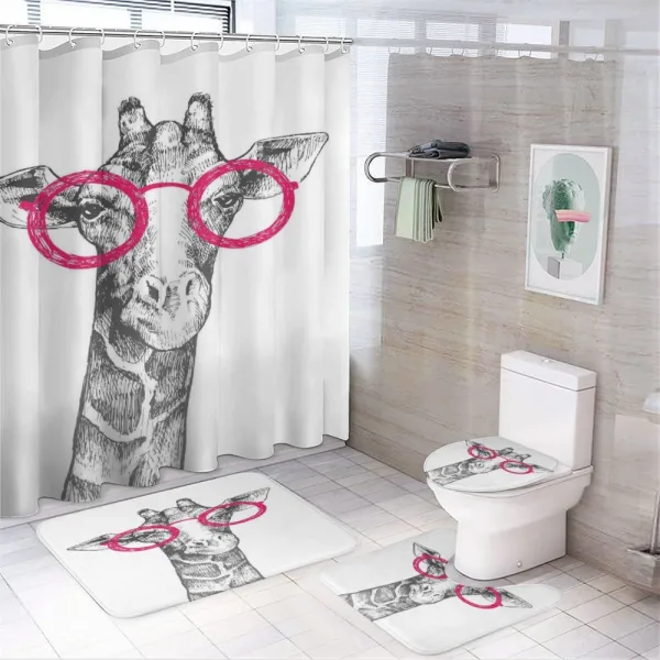 Hipster Animal Glasses on a shower curtain