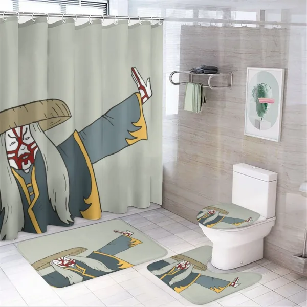 Old Japanese Person on a shower curtain