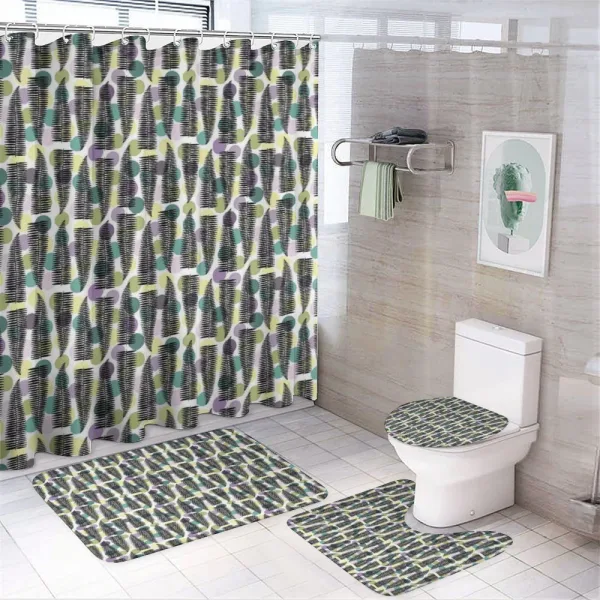 Ornamental Polka Dots on a shower curtain