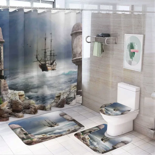 Pirate Merchant Ship on a shower curtain