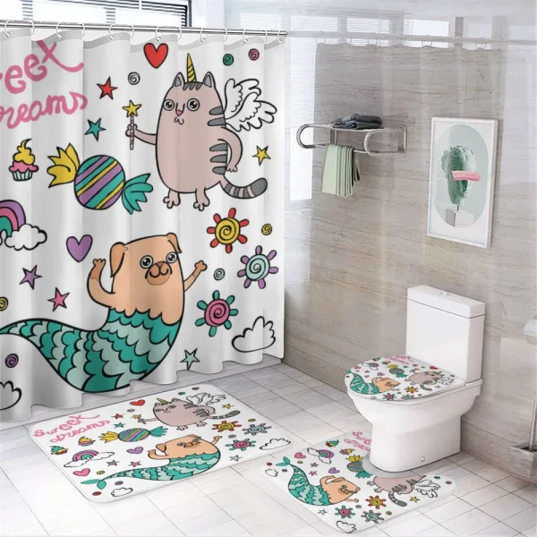 Pug Mermaid Wish on a shower curtain