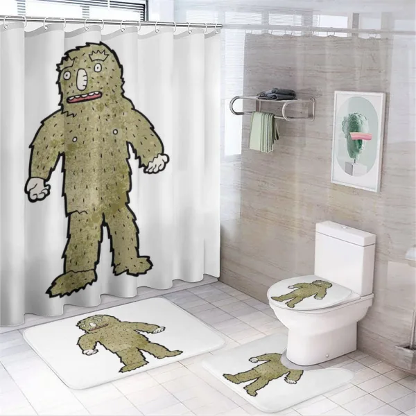 Quirky Grungy Bigfoot on a shower curtain