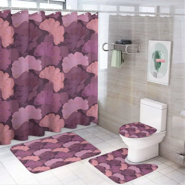 Retro Ginkgo Biloba Leaves on a shower curtain