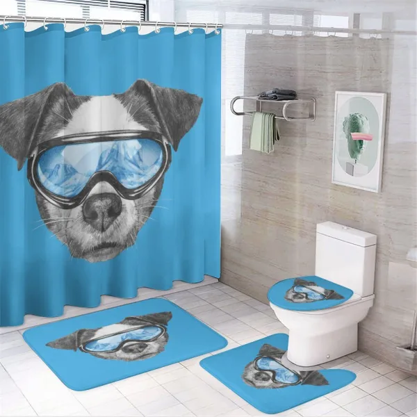 Skiing Cool Doggie on a shower curtain