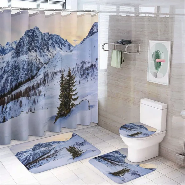 Snowy Mountain Winter on a shower curtain