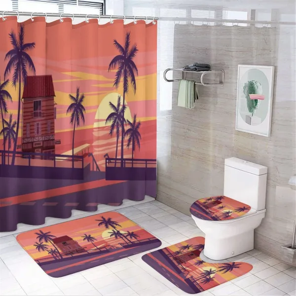 Sunset by the Road on a shower curtain