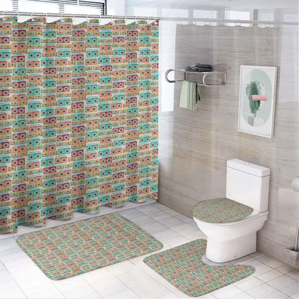Tapes Cassettes Funky on a shower curtain