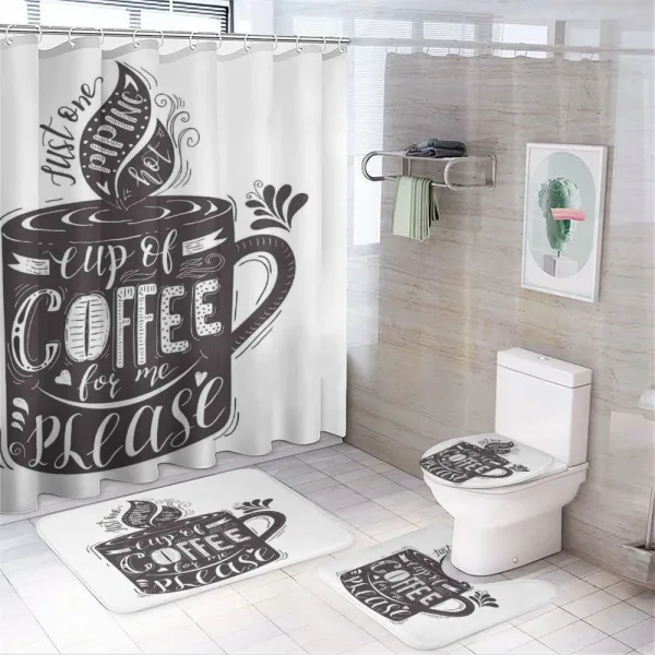 Texts Coffee Cup on a shower curtain