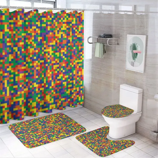 Vivid Motley Pixel on a shower curtain