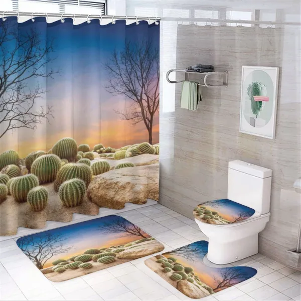 Cactus Balls on Mountain on a shower curtain
