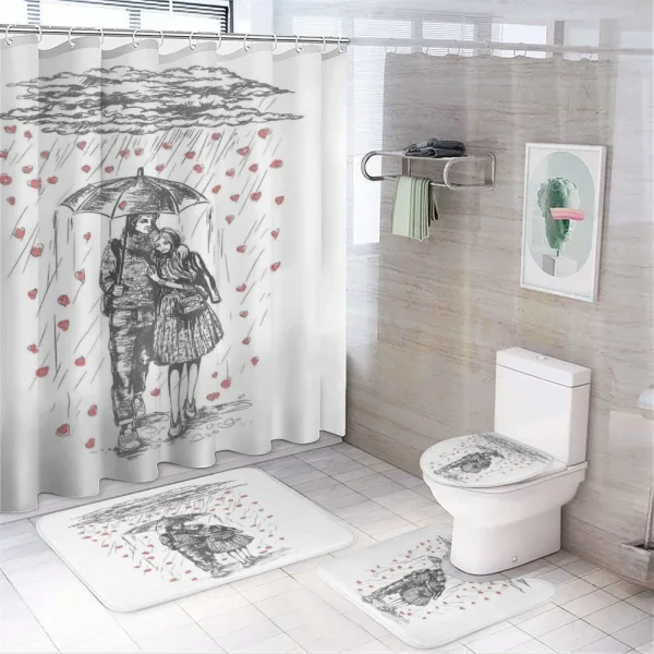 Couple on Rainy Day on a shower curtain