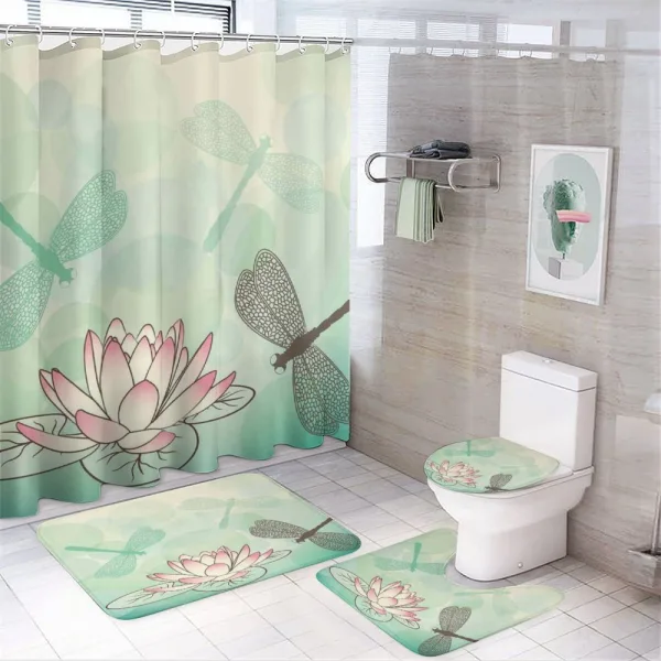 Exotic Lily Dragonflies on a shower curtain