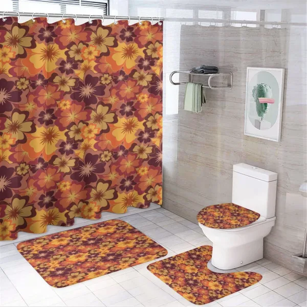 Flowers of Autumn Style Art on a shower curtain