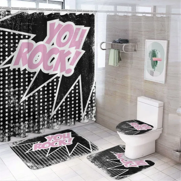 Halftone Style Text Bubble on a shower curtain