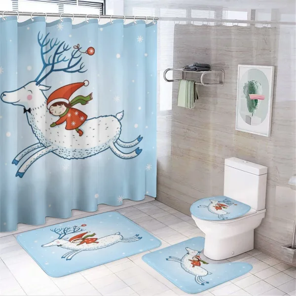 Happy Girl on Deer on a shower curtain