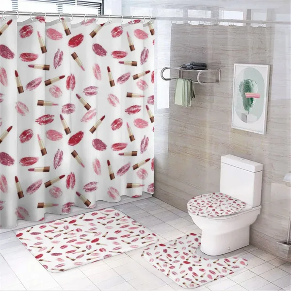 Lipstick Kiss Makeup on a shower curtain