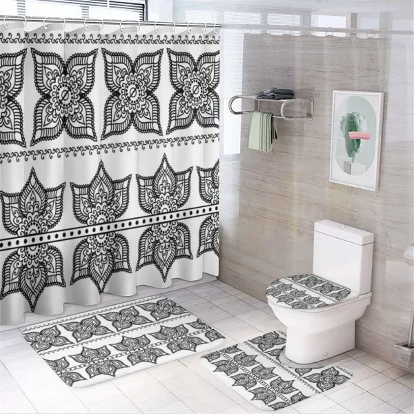 Lotus Inspired Grid on a shower curtain