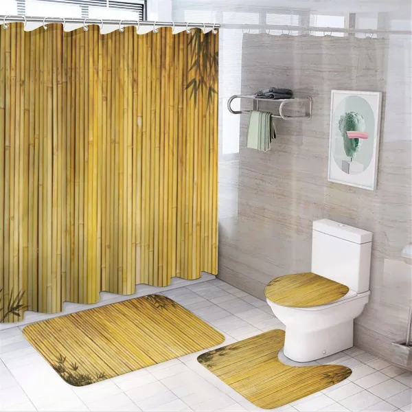 Nature Wood Leaves Stems on a shower curtain