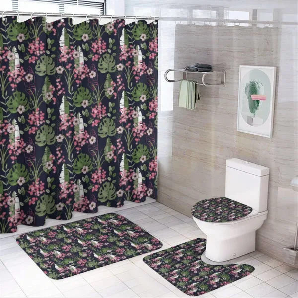 Palm Leaves Flowers on a shower curtain